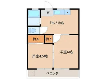 英進ハイツ(2DK/2階)の間取り写真