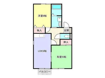 カーサ クワットロ(2LDK/2階)の間取り写真