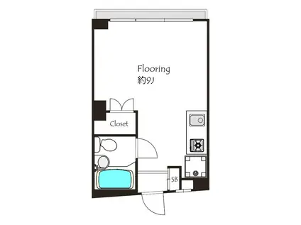 目黒第2コーポ(ワンルーム/2階)の間取り写真