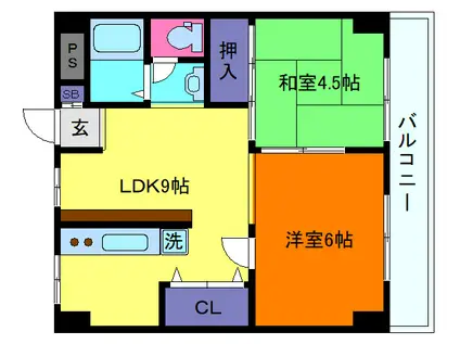 甲南第3六甲ハイム(2LDK/2階)の間取り写真