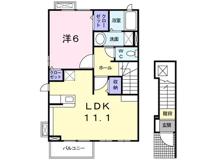 ベル・アンジュIII(1LDK/2階)の間取り写真