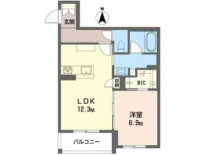 リヴィエール富沢(1LDK/2階)の間取り写真