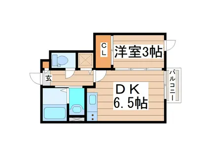 LUMINARE台原I(1DK/1階)の間取り写真