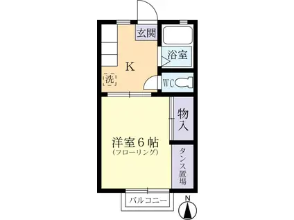 サンシティ岡弥(1K/1階)の間取り写真