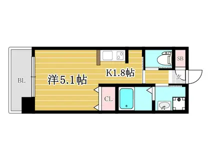 ラファセアリービオ博多(1K/11階)の間取り写真