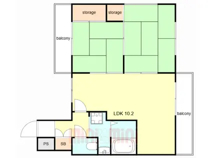 グランドムール塚本北(2LDK/4階)の間取り写真