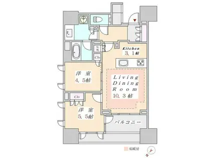 プレミスト東銀座築地エッジコート(2LDK/3階)の間取り写真