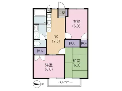 ベルツリーI(3DK/2階)の間取り写真