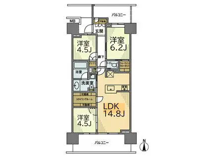 プラウド武蔵新城ステーションマークス(3LDK/6階)の間取り写真