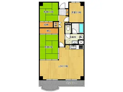 津田沼ハイツ(3LDK/9階)の間取り写真