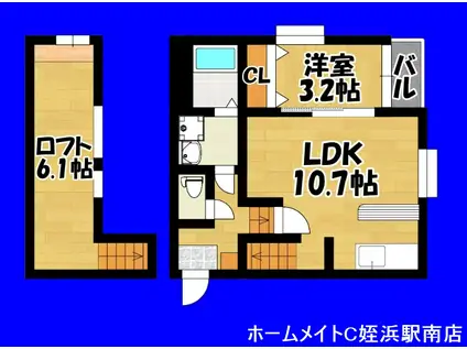 GOLD K 姪浜3(1LDK/2階)の間取り写真