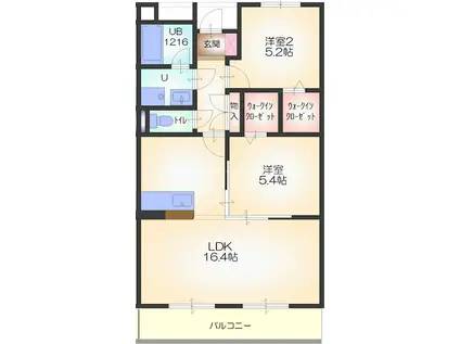 ヒールメゾンKN(2LDK/2階)の間取り写真