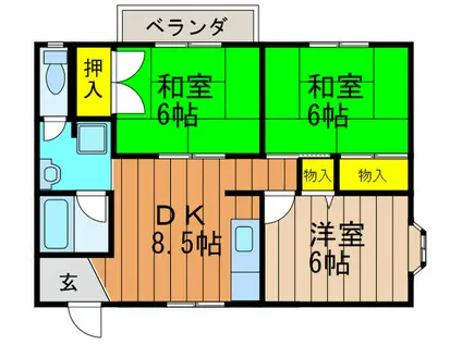 くずはグリーンハイツ2棟(3DK/2階)の間取り写真