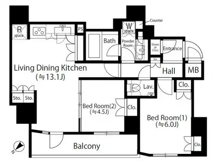 コノート茗荷谷(2LDK/1階)の間取り写真
