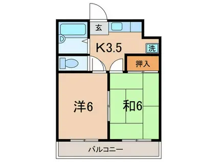 ウェルストーン新城(2K/2階)の間取り写真