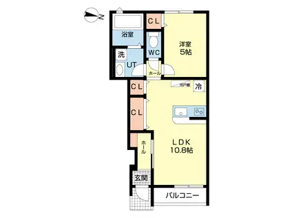 SOLEIL八橋(1LDK/1階)の間取り写真