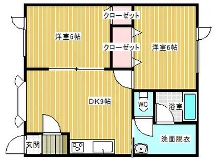 ほくしん東館(2DK/2階)の間取り写真