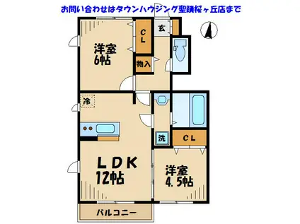 ラヴィタ 壱・弐番館(2LDK/1階)の間取り写真