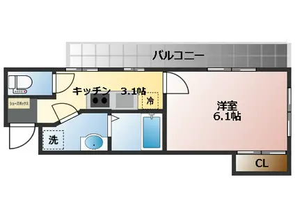 OLIVE(1K/3階)の間取り写真