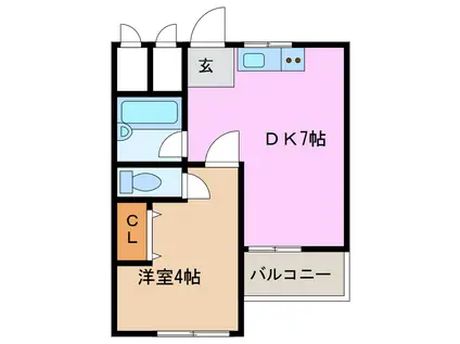 日の出マンション(1DK/3階)の間取り写真