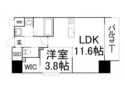 アバンティうめきた(1LDK/3階)の間取り写真