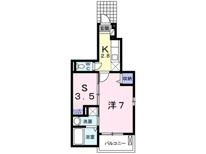 玲巧ハイツ八丁(1SK/1階)の間取り写真