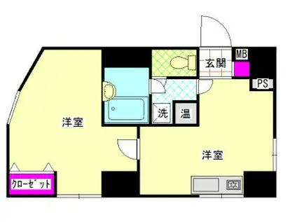 ロマネスク博多駅前(1LDK/12階)の間取り写真