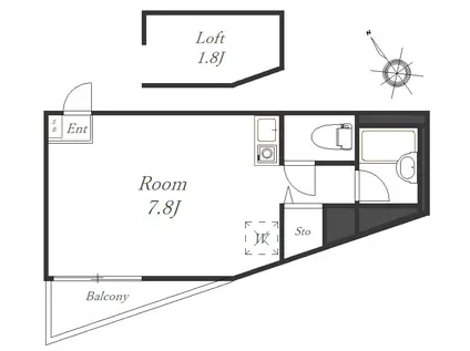 ヒルサイドレーン横浜山手(ワンルーム/2階)の間取り写真