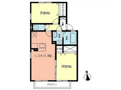 VENT VERT(2LDK/2階)の間取り写真