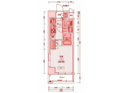 エステムコート横濱大通公園(1K/2階)の間取り写真