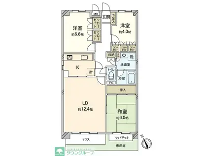 パークハイム三鷹台(3LDK/1階)の間取り写真
