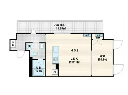 フレア代々木(1LDK/4階)の間取り写真