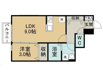 ピュアランド岩切(1LDK/1階)の間取り写真