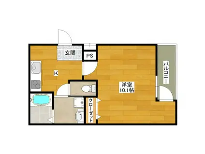 フジパレス垂水町(1K/1階)の間取り写真