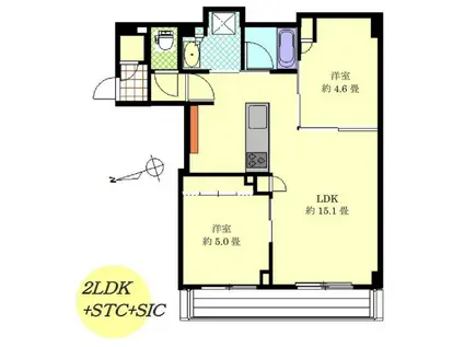 アトラスタワー五反田(2LDK/25階)の間取り写真