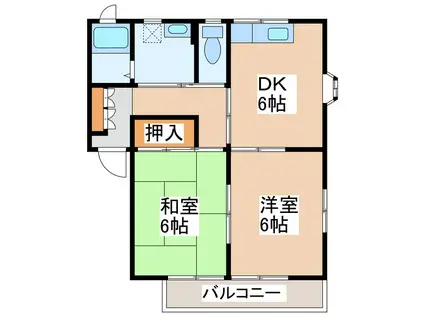 中大塩ヤマキコーポ(2DK/2階)の間取り写真