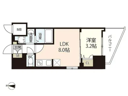 S-RESIDENCE国泰寺町一丁目(1LDK/3階)の間取り写真