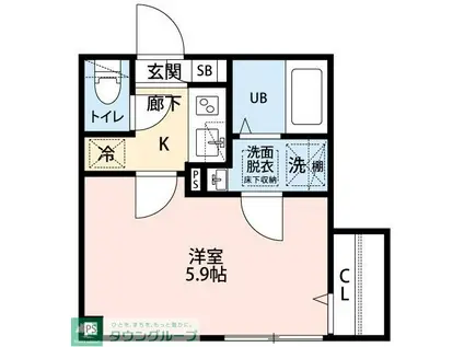 津川サンライト足立(1K/1階)の間取り写真