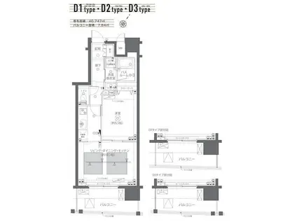 ZOOM日本橋蛎殻町(1LDK/3階)の間取り写真