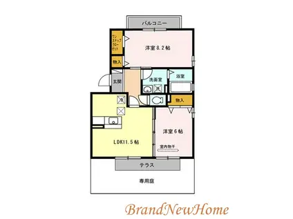 リブレ B棟(2LDK/1階)の間取り写真