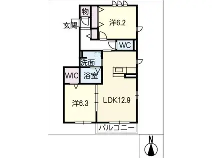 リヴィエールIII(2LDK/2階)の間取り写真