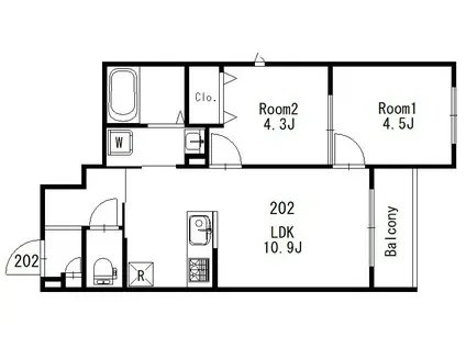 RESORTE(2LDK/2階)の間取り写真