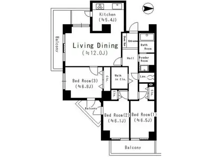 DAIWA GRACE MAISON 大島I(3LDK/6階)の間取り写真