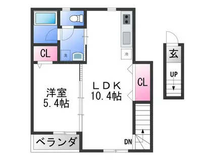 TJ本脇 A(1LDK/2階)の間取り写真