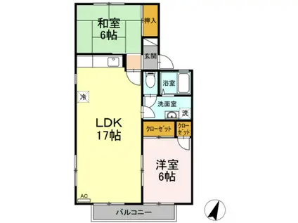 セジュール東雲A(2LDK/2階)の間取り写真