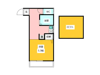 クライネスハイム国立(ワンルーム/2階)の間取り写真