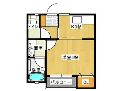 クレアシオン(1K/1階)の間取り写真