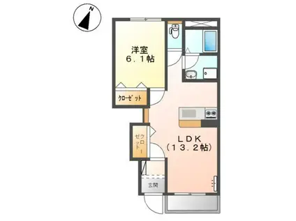 アシューレ(1LDK/1階)の間取り写真