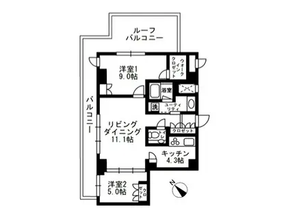 アーバンパーク代官山II(2LDK/7階)の間取り写真