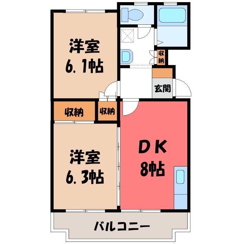 アーバニティー21(2DK/2階)の間取り写真